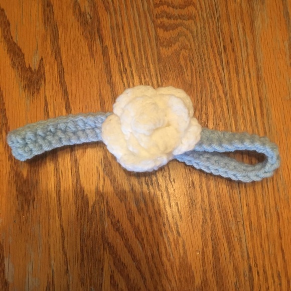 Blue Crochet Headband With Flower for Baby - Picture 1 of 2